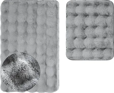 Produktbild von Badematte Badteppich Badvorleger Aruba Grau 2 tlg. 2 Stück: Teppich 50x80 + Unterlage 50x40