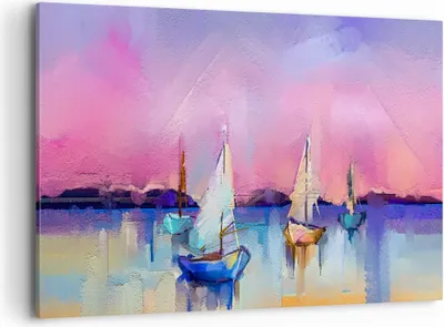 Produktbild von Bild auf Leinwand - Leinwandbild - Segelboot See - 120x80cm - Wand Bild - Wanddeko - Wandbilder - Leinwanddruck - Bilder - Kunstdruck - Wanddekoration - Leinwand bilder - Wandkunst - AA120x80-4099