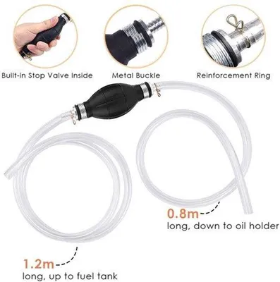 Productafbeelding van Handpomp, benzine- en dieselpomp, overvul- en afzuigpomp, 2 m PVC-staal, 8 mm oliepomp, brandstofpomp voor auto, boot en water