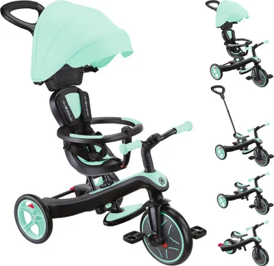 Image de GLOBBER EXPLORER TRIKE 4in1 - Poussette, tricycle et vélo d'exercice, 10/8,5 pouces, siège TPR, hauteur réglable, menthe