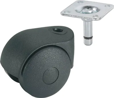 Produktbild von Doppelrolle Möbelrolle ø 40 mm Tragkraft 20kg, Anschraubplatte 38x38mm schwarz
