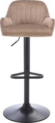 Produktbild von Barhocker aus Velours und schwarzem Metall - Verstellbare Höhe - Beige - ELEANA
