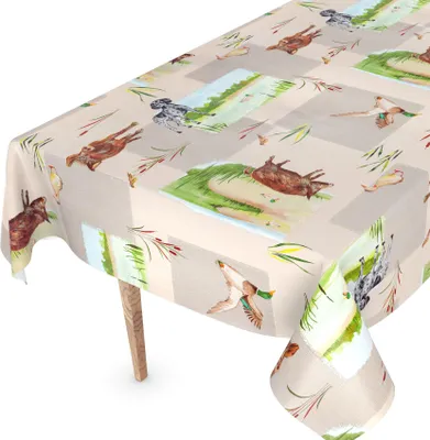 Produktbild von Tischdecke Wachstuchtischdecke Gartentischdecke Wachstischdecke  Tieren Beige Wasserabweisend Breite 140 cm Länge 220 cm mit Schnittkante