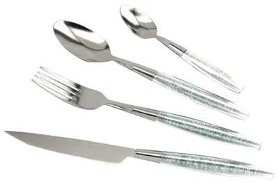 Produktbild von Solidchoice – 24-teiliges, transparentes Besteck-Set aus Edelstahl