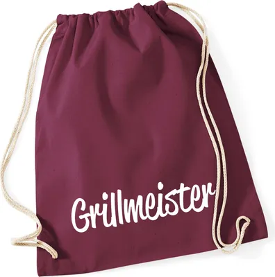 Produktbild von Huuraa Turnbeutel Grillmeister BBQ 12 Liter Burgundy Baumwolle Rucksack Geschenkidee