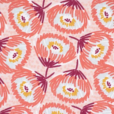 Produktbild von Dekostoff Meterware Baumwolle Canvas Tesaya Blumen rosa rot 1,5m