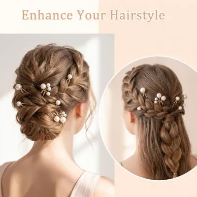 Produktbild von 12 Perlen-Haarnadeln in U-Form für Brautfrisuren, dekorativer Haarschmuck für Damen und Mädchen zur Hochzeit