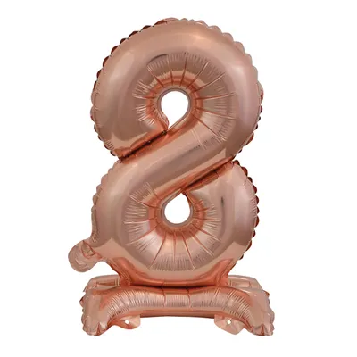 Obrázok produktu pre amscan® 9911741 Fóliový balón mini číslo 8 - 15 x 38 cm, so stojanom, ružový