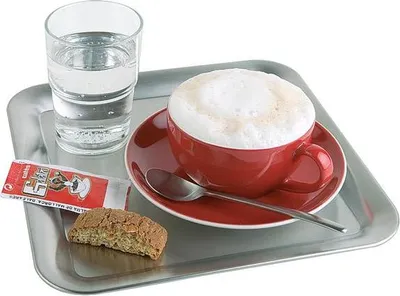 Produktbild von APS 30119 Serviertablett KAFFEEHAUS, 23 x 23 cm, Edelstahl, matt poliert, Rand eingerollt
