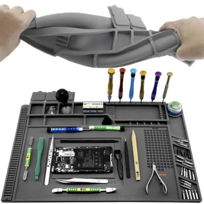 Obrázok produktu pre Bigstren 22727 Silikónová pracovná podložka s magnetickými priehradkami 45 × 30 cm, sivá