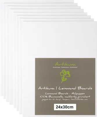 Produktbild von 8x ARTIKUM KÜNSTLER MALKARTON 24x30cm Malpappen mit Leinwand zum Malen