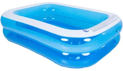 Produktbild von SunClub Planschbecken rechteckig 200 x 150 x 50 cm blau mit 2 Luftringen und Ablaufventil