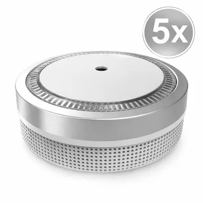 Image de NEMAXX® M1-Mini Détecteur de Fumée Ø71,6mm Photoélectrique EN14604 (AFNOR 0333) VdS G216020 85 dB 3V Lithium Hush Jusqu’à 10 Ans Argent 5x