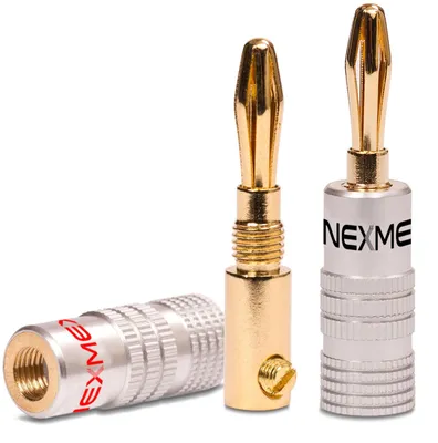 Produktbild von Bananenstecker 4mm vergoldet 2x Stecker NEXMEX Steckverbinder Lautsprecherkabel
