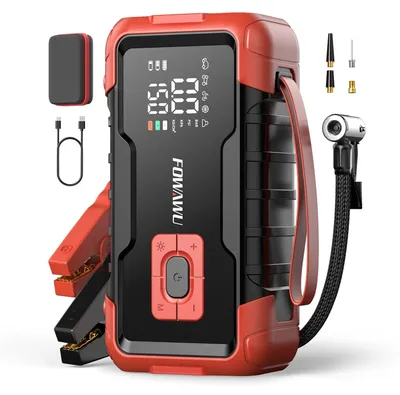 Image de Démarreur de batterie voiture - 8000 A - 26800 mAh - Avec compresseur à air - Batterie externe