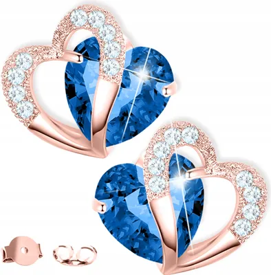 Produktbild von Vergoldete blaue Herz Ohrringe Blaue Herzen Zirkonia 925 Silber