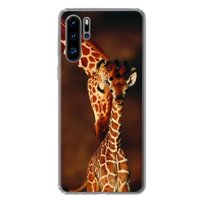 Produktbild von MuchoWow® Handyhülle Schutzhülle Hülle für Huawei P30 Pro Giraffe - Kalb - Porträt Silikon Softcase Handy Hülle - Schutzdeckel