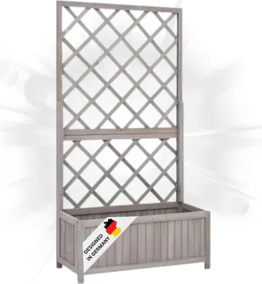 Produktbild von DELUKE® Rankkasten Gartenspalier MALO grau | 135x70x30cm | Spalier mit Blumenkasten mit Rankgitter Rankhilfe mit Pflanzenkasten Blumenkübel Pflanzgefäß