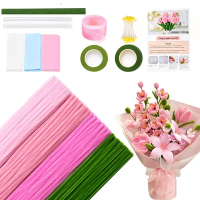 Pfeifenreiniger Blumen Set, 400 Stück, DIY Bastelset