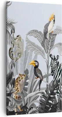 Produktbild von Bild auf Leinwand - Leinwandbild - Einteilig - Dschungel Tiere Tukane - 55x100cm - Wand Bild - Wanddeko - Wandbilder - Leinwanddruck - Bilder - Wanddekoration - Leinwand bilder - PA55x100-4662