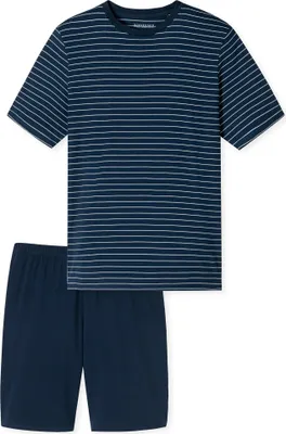 Produktbild von Schiesser Casual Essentials Schlafanzug Set aus Kurzarm-Shirt und kurzer Hose, Mit Rundhalsausschnitt, Lässige Passform