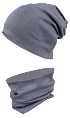 Produktbild von TupTam Kinder Mütze / Beanie und Schlauch Schal Set aus Jersey und Rippstoff, Farbe: Dunkelgrau, Größe: 52-56