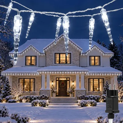 Obrázok produktu pre Peviasot, LED záves s 80 LED žiarivkami, dekorácia s motívom ľadových krížikov, 8 režimov svietenia, vhodné do interiéru, na Vianoce, na okno, chladná biela farba