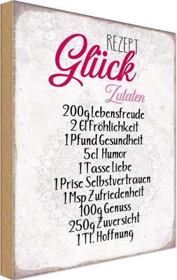 Produktbild von vianmo Holzschild 30x20 cm Rezept Glück Zutaten Geschenk