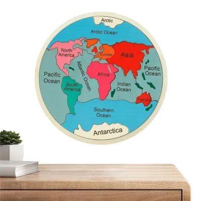 Image de Puzzle en bois représentant une carte du monde, pour enfants