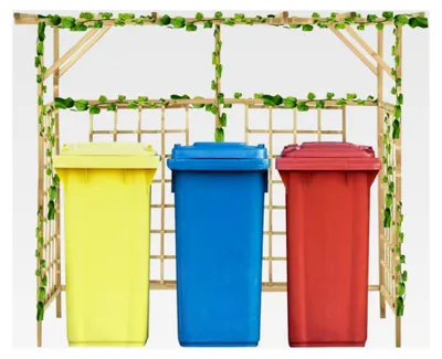 Produktbild von Holz-Pergola für 3 Mülltonnen aus imprägniertem Kiefernholz, Rankhilfe für Rosen und Kletterpflanzen, 200x80x168 cm