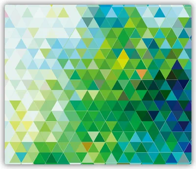 Produktbild von Tulup Glas Herdabdeckplatte Glaskeramikkochfeld-Abdeckung Spritzschutz Glasabdeckplatte Kochplattenabdeckung und Schneidebrett - Einteilig - 60x52 cm Abstraktion Dreiecke
