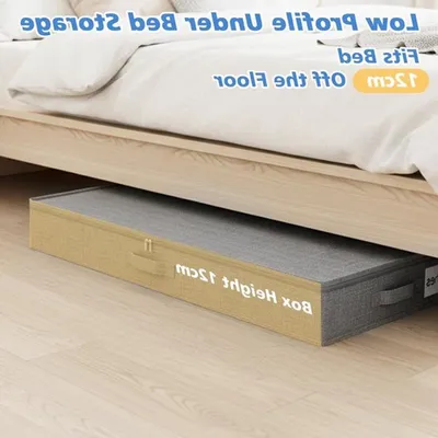 Set von 2 Aufbewahrungsboxen für unter das Bett, faltbare Aufbewahrungsboxen, 12 cm hoch, ideal für Kleidung und Decken, mit