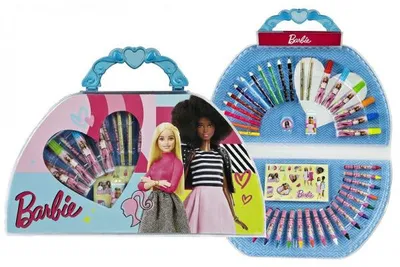 Image de Mallette de coloriage barbie fashion 51 pieces - kit dessin - coffret artistique