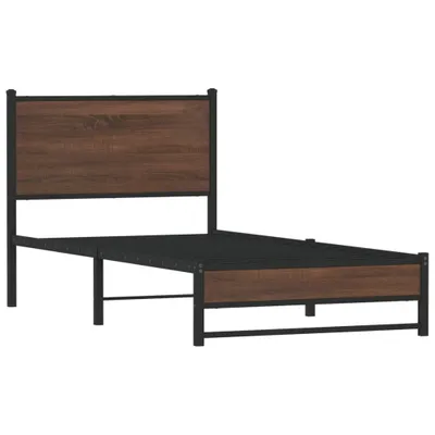 Produktbild von vidaXL Metallbett ohne Matratze Braun Eichen-Optik 90x190 cm