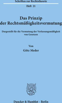 Produktbild von Das Prinzip der Rechtsmäßigkeitsvermutung,