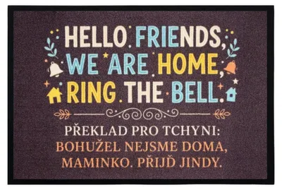 Obrázek produktu pro 40x60 cm Rohožka HELLO FRIENDS 40x60 cm - na ven i na doma