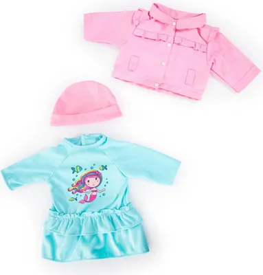 Produktbild von Bayer Design 83889AA Kleider für Puppen 33-38cm, 3 Teile, Babypuppen Anziehsachen, türkis/rosa