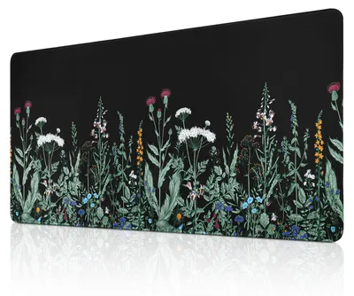 Productafbeelding van Muispad – 900 x 400 mm – Bureauonderlegger met bloemenprint, zwart – Verbetert precisie en snelheid, hoogwaardige rubberen muispad