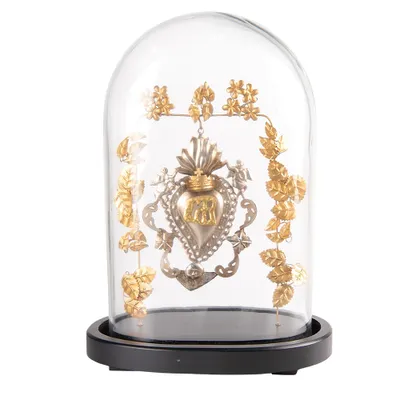 Produktbild von Clayre & Eef Glocke 26x16x37 cm Goldfarbig Schwarz Glas Herz