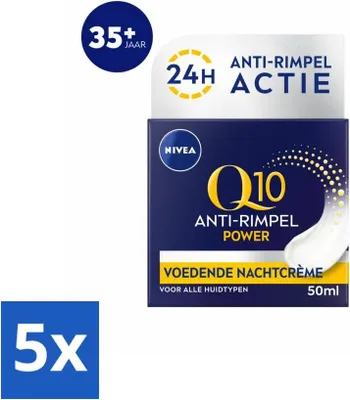 Produktbild von NIVEA - Nachtcreme - Q10 POWER Anti-Falten - Für jeden Hauttyp - Mit Q10 & Kreatin - 50 ml - Vorteilspack - 5 Stücke