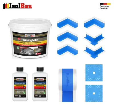 Dichtset Dusche Flüssigfolie 12 kg Abdichtset Dichtband Set Bad Duschelement