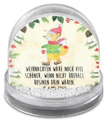 Produktbild von Mr. & Mrs. Panda Schneekugel Weihnachten Fuchs  Schlittschuhe - Naturpapier - Geschenk, Heiligabend, Tannenbaum, Weihnachtsmann, dekoartikel, Weihnachtsbaum, Winter