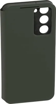 A dark khaki smartphone case with a camera cutout is shown from a diagonal angle.