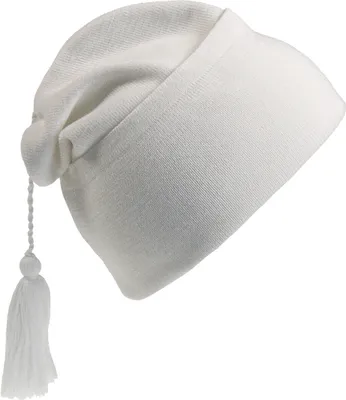 Produktbild von Leichte, fein gestrickte Zipfelmütze aus 100% Polyacryl mit Bommel, Einheitsgröße 55-61 cm, 28 cm Länge