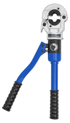 Produktbild von Hydraulische Kabelcrimpzange Set - Manuelles Handpresswerkzeug - Für Kabelschuhe - 360° drehbarer Kopf - Schnellöffnungsmaul - Ergonomischer Griff - Blau
