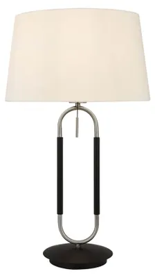 Produktbild von Zeitgenössische Schreibtischlampe Jazz Stahl Schwarz Stoff Silber 1 Licht E27