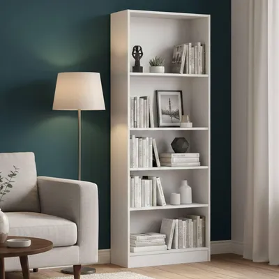 Produktbild von Bücherregal - Weiße Bibliothek 26,72x79x203,2h cm