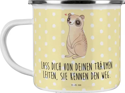 Produktbild von Mr. & Mrs. Panda Teetasse Plumplori Glücklich - Gelb Pastell - Geschenk, Pott, Emailletasse, becher emaille, Niedlich, Haferl, Tasse, Lustige Sprüche, Glück