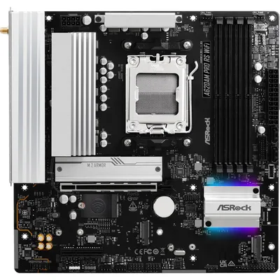Produktbild von Asrock A620AM Pro RS WiFi, AMD, Sockel AM5, AMD Ryzen 7000 Series, AMD Ryzen 8000 Series, AMD Ryzen 9000 Series, DDR5-SDRAM, 256 GB, DIMM