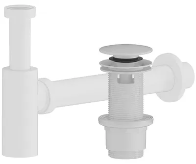Productafbeelding van CERANO - Wastafel sifon - kunststof - DN40/300 mm - met click-clack afvoer en overloop - kunststof - 67/82mm - mat wit